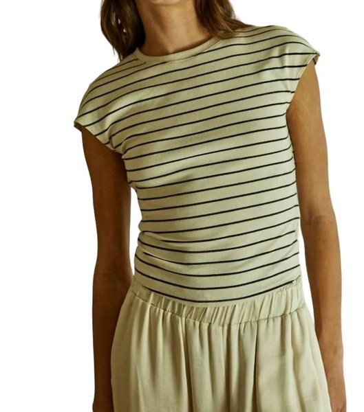 hyde striped knit top in white/black