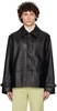 Black Cropped Continental Leather Jacket