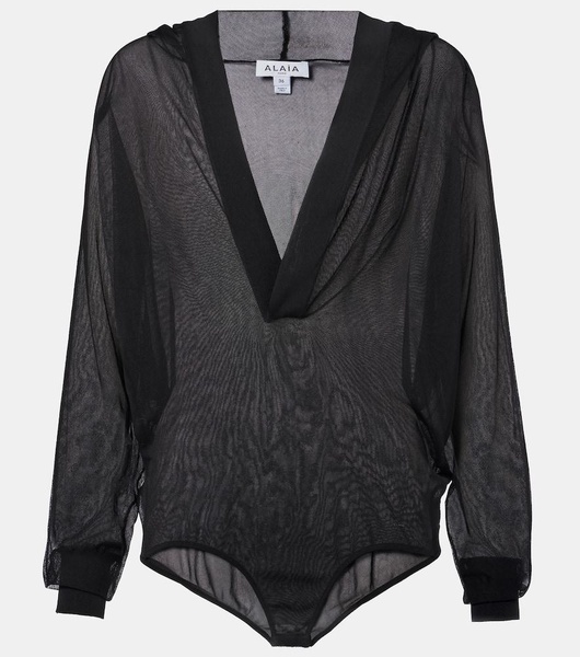 Sheer hooded bodysuit
