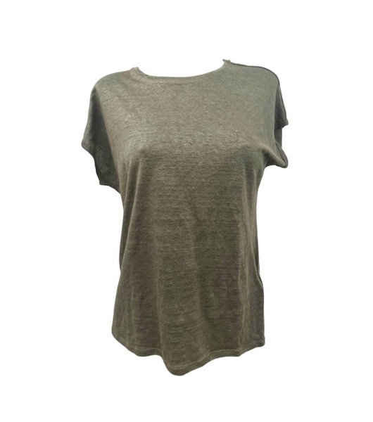 linen boatneck t shirt in olive