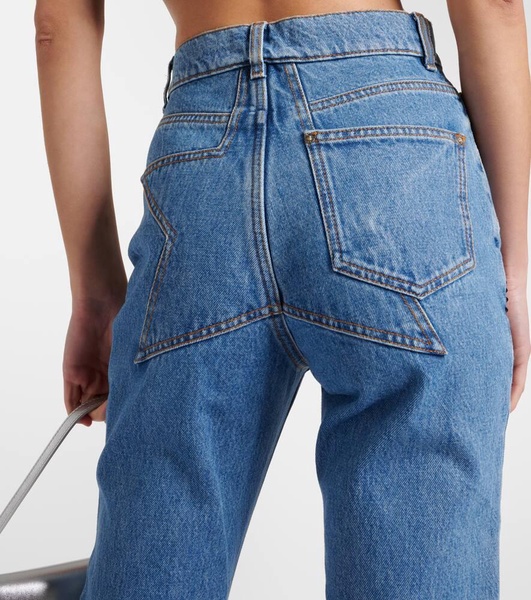 Crystal-embellished high-rise straight jeans
