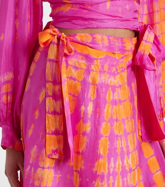 Tie-dye silk wrap skirt