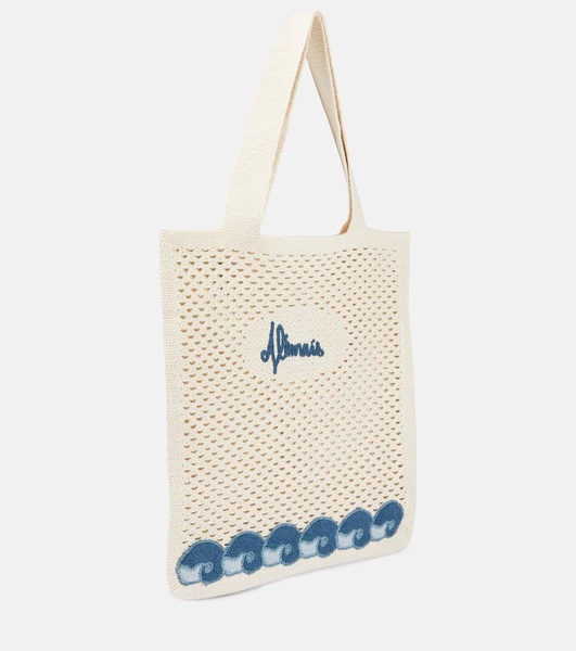 Splash appliqué crochet tote bag
