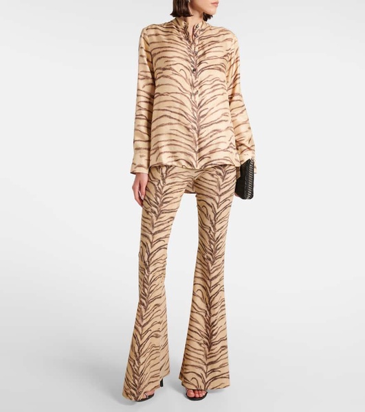 Tiger-print jersey flared pants