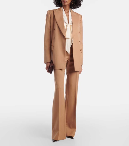 Low-rise striped wool flared pants