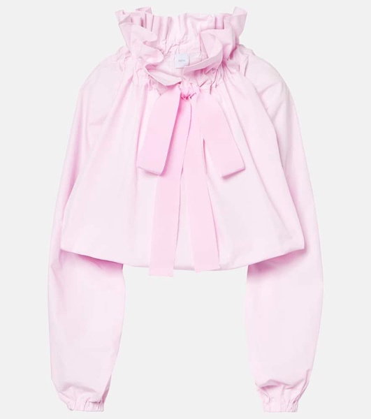 Iconic bow-detail ruffled cotton blouse