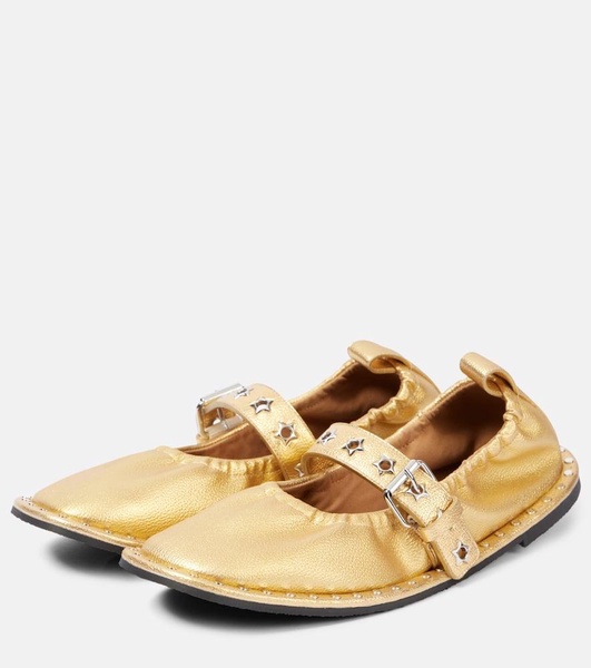 Falabella metallic Mary Jane flats