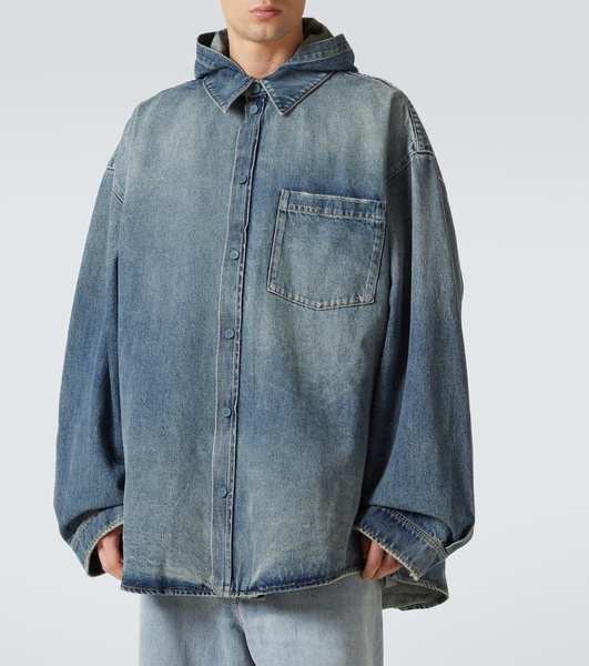 Hooded denim overshirt