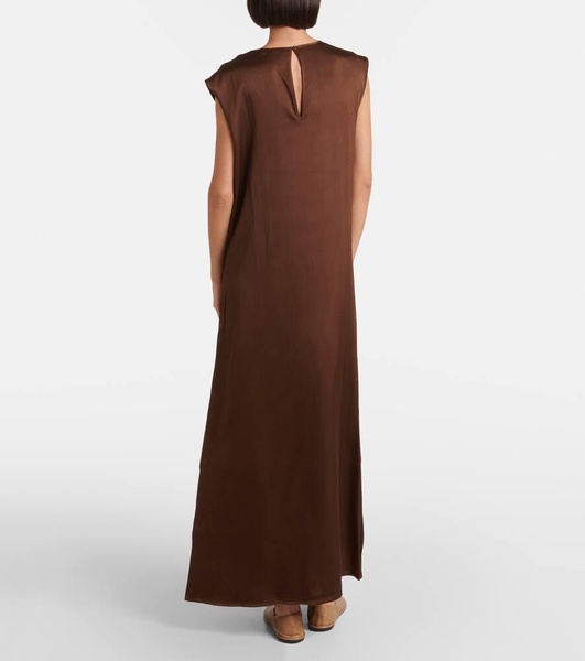 Rose silk satin maxi dress