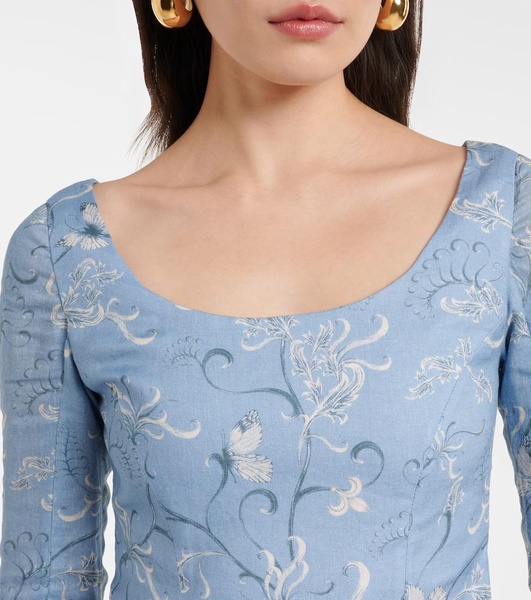 Limoncillo Lymanopoda floral linen crop top