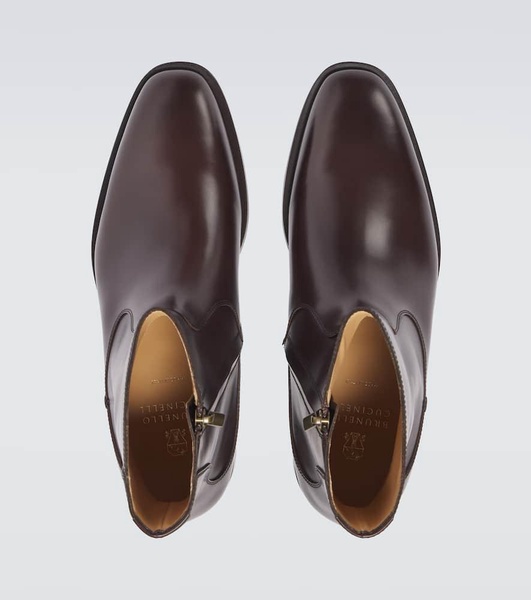 Polished leather ankle boots