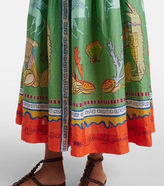 Surrealist cotton maxi dress