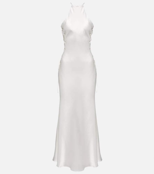 Silk-blend midi dress