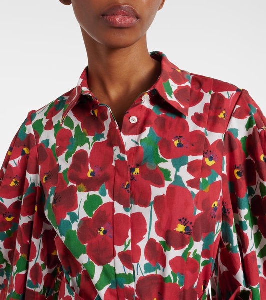 Floral cotton-blend shirt dress