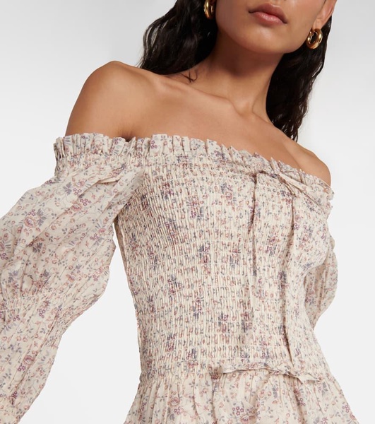 Floral off-shoulder cotton top