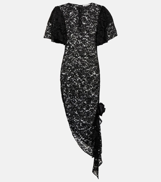 Asymmetric lace midi dress