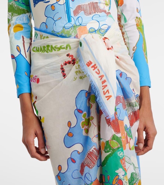 Nadia printed cotton beach cover-up