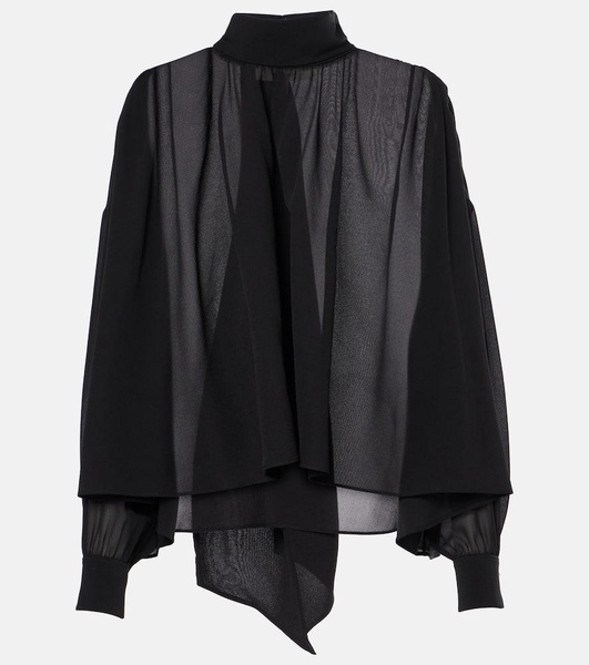 Tie-neck silk georgette blouse