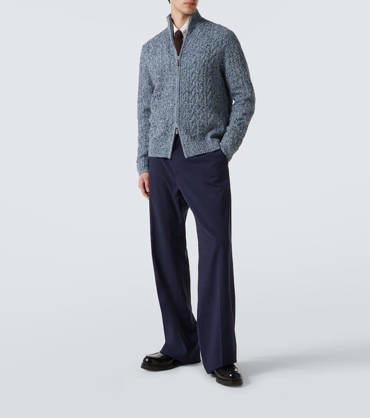 Regent cable-knit cashmere zip-up sweater