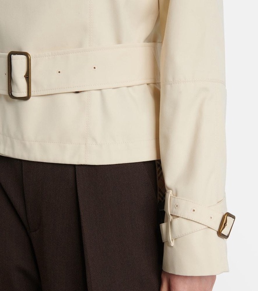 Cropped gabardine trench coat
