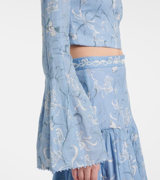 Limoncillo Lymanopoda floral linen crop top