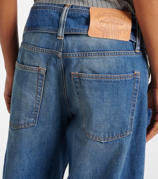 Belted low-rise wide-leg jeans