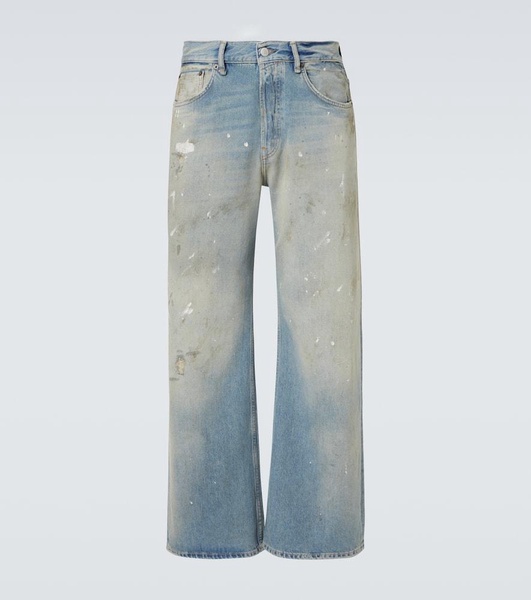2021M mid-rise printed wide-leg jeans