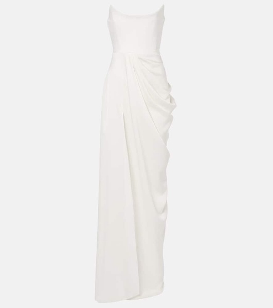 Bridal draped crêpe bustier gown