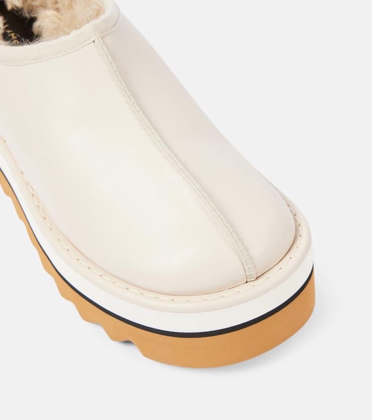 Sneak-Elyse faux fur-lined faux leather mules