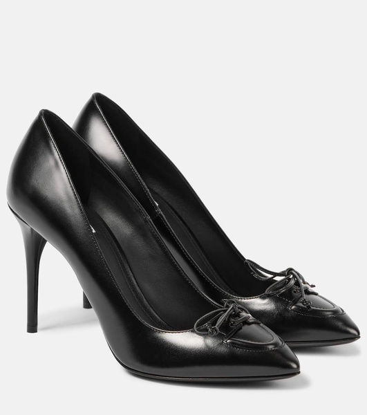 Bow-Detailed Leather Pumps