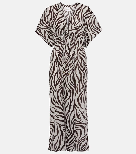 Dorotea zebra-print cotton midi dress