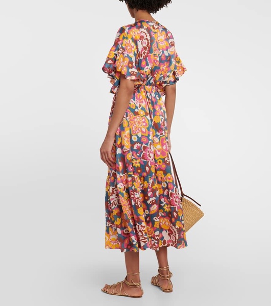 Piment floral silk and cotton midi dress