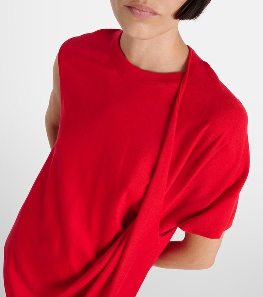 Draped wool maxi dress