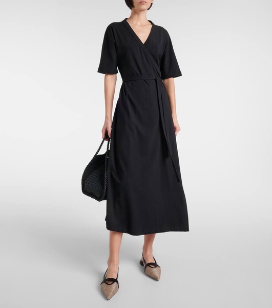 Leather-trimmed slingback flats