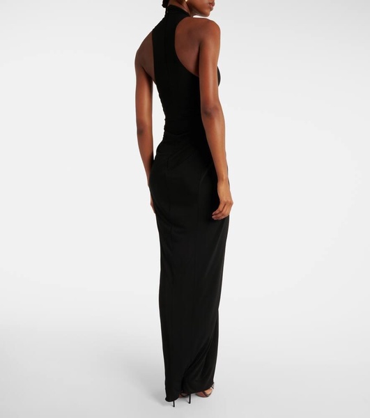 Halterneck draped gown