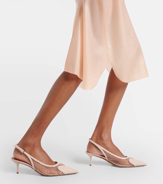 Le Cœur fishnet leather slingback pumps
