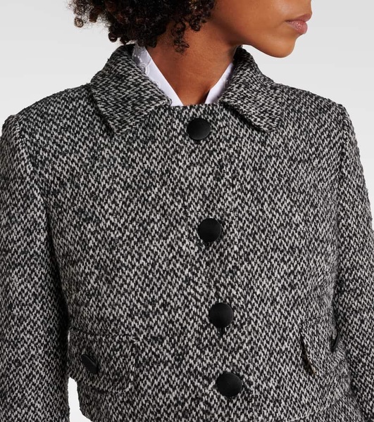 Cropped wool-blend tweed jacket