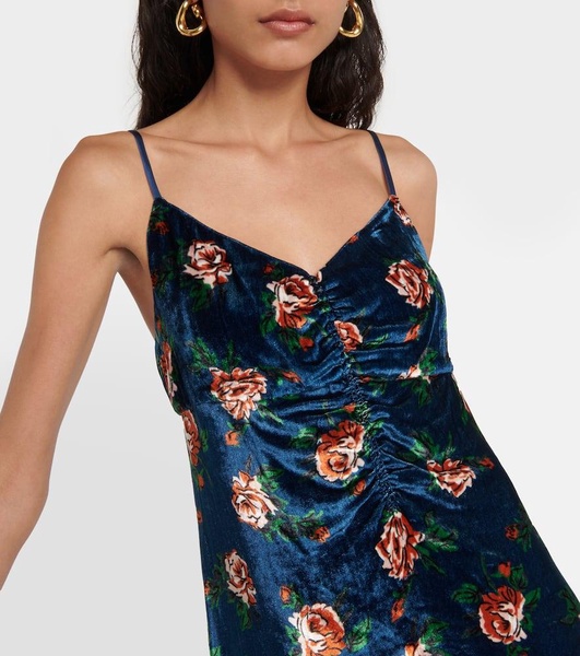 Floral velvet minidress
