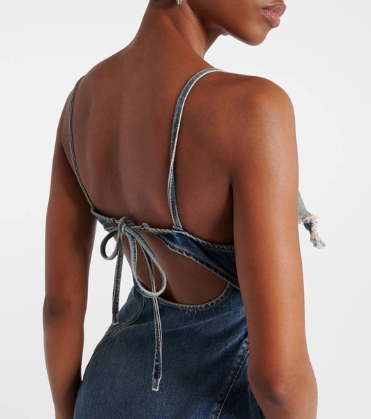Delouise ruffled denim midi dress