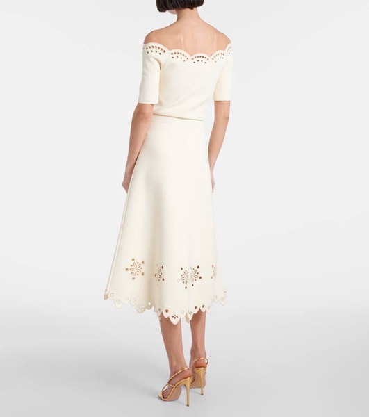 Melly scalloped crepe midi skirt