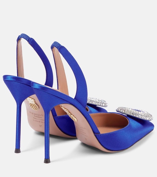 Crystal Hoop Sling 105 satin slingback pumps