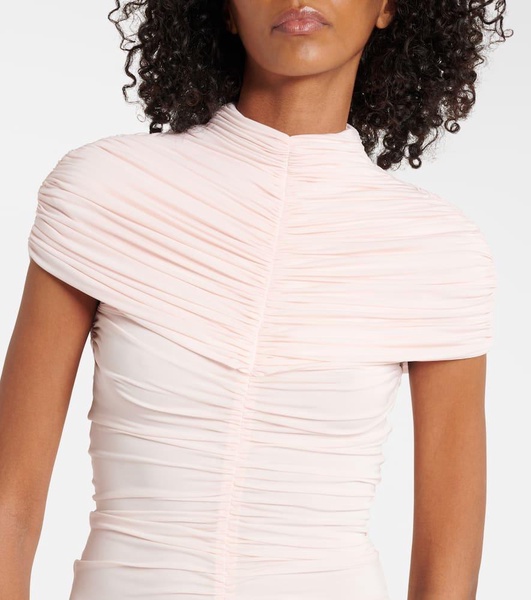 Ruched jersey midi dress