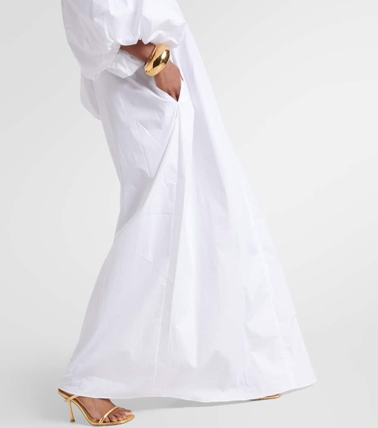 Puff-sleeve cotton maxi dress