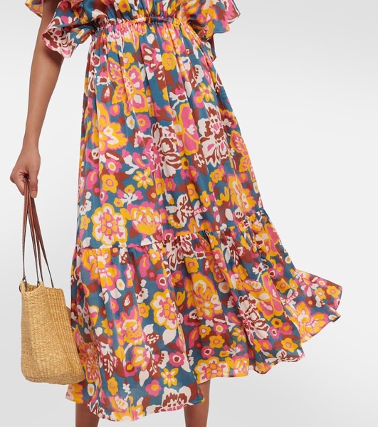 Piment floral silk and cotton midi dress