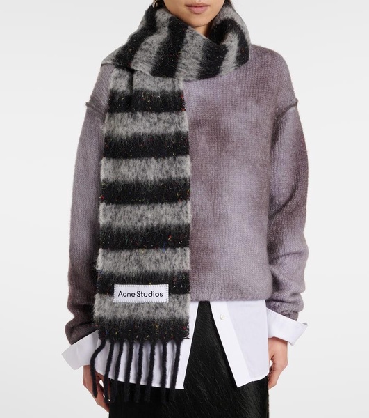 Striped alpaca, wool and silk-blend scarf