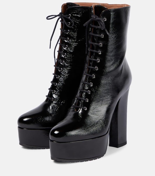 Leather platform ankle boots