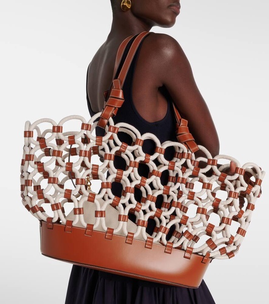 Squillo leather-trimmed tote bag