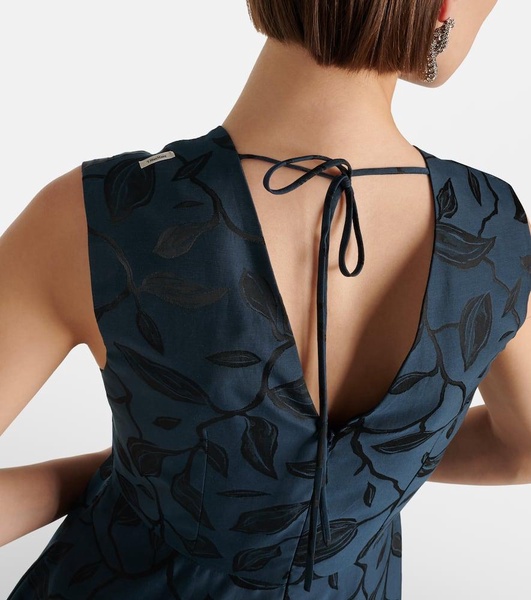 Diego pleated jacquard midi dress