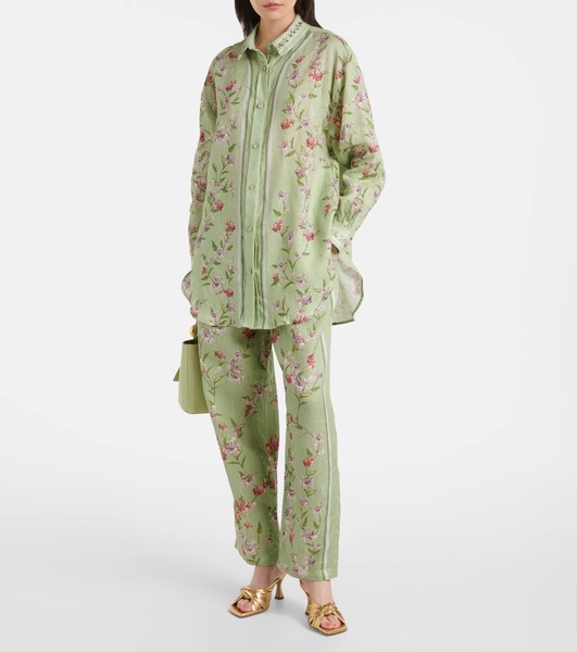 Florecer Honeysuckle linen wide-leg pants