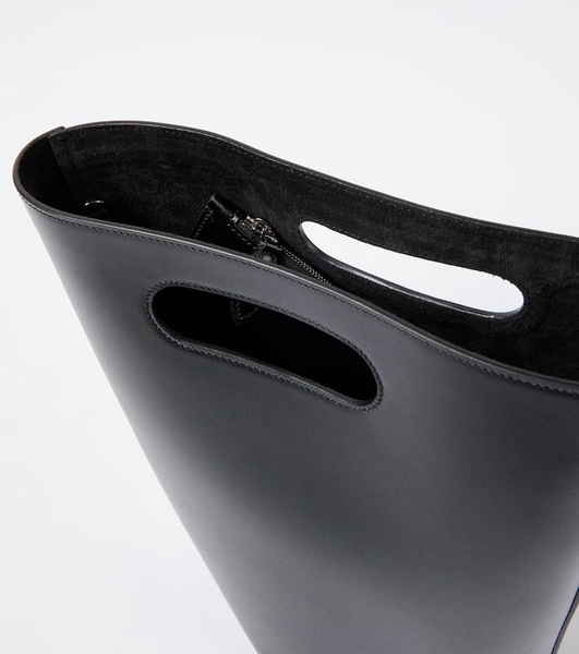 Folded leather tote bag